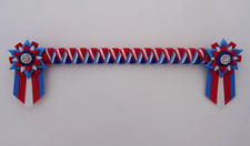 Red blue white luxury Cornerstone Browband - velvet horse browband - 14 inch