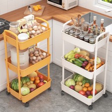 3 Tier Storage Trolley Cart on Wheels Kitchen Bathroom Laundry Narrow Space Rack