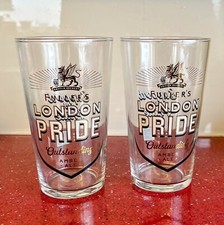2x Fuller's London Pride Premium Ale Pint Glasses M23 Brand New Free Postage