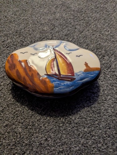 Vintage ceramic sailing boat - ceramic,