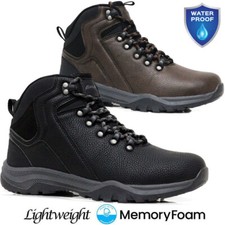 Mens Waterproof Hiking Boots Memory Foam Trekking Trail Ankle Trainers Shoes