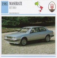 1981 MASERATI BITURBO Classic Car Photo/Info Maxi Card