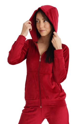 Velour hooded tracksuit set - velour,