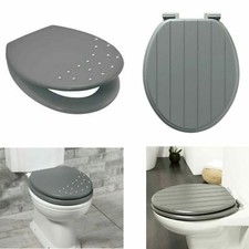 Grey toilet seat wooden mdf - grey,