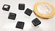 6 Tiny Vintage Square Black Moulded Glass Buttons - 6mm approx