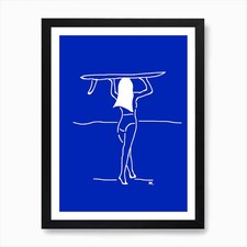 Surfer Girl 1 Art Print Framed