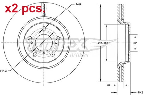 Pcs front brake - front, rotos