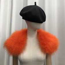 Women's Real Ostrich Feather Fur Shrug Shawl Wraps Bride Wedding Cape Orange