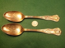 RARE PAIR OF OLD VTG ANTIQUE SILVERPLATED DINNER SERVICE SPOONS "CHICAGO CLUB"