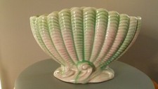 Sylvac Scallop Shell Mantle Vase Green/Pink Lustre, free delivery