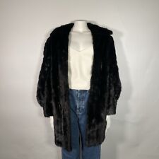 VINTAGE Black Mink Fur Coat UK 10 Grosvenor at Harrods Short Lined Pockets