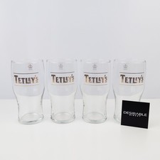 Tetley’s Pint Glasses x4 Official Gold Logo Beer Glasses Barware Man Cave
