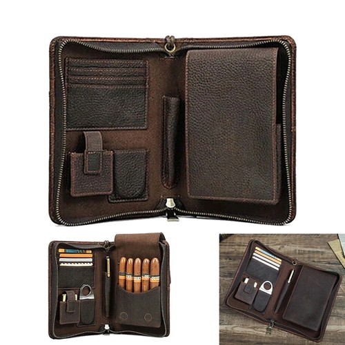 Portable leather cigar case - leather,