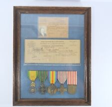 WW1 Croix de Guerre Star Victory Medal Combatants Cross to Mr Foucault Framed