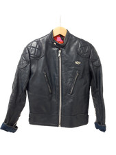 LEWIS LEATHERS Ladies UK S Navy Genuine Leather Biker Style Jacket Pre - Loved