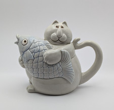 Rare Vintage Fitz and Floyd Cat-Fish Ceramic Teapot