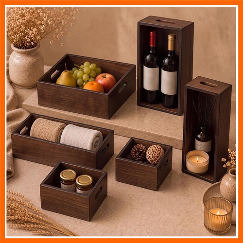 Set wood storage boxes - of,