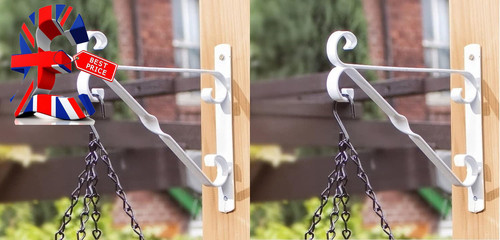 Set white hanging basket - of,