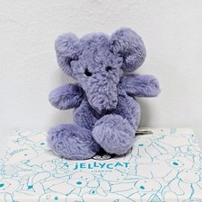 Jellycat Baby Poppet Elephant Tiny Blue Plush Soft Toy Retired 4" Blue Fluffy