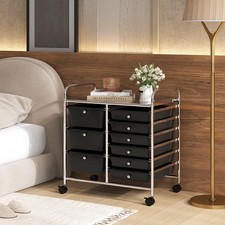 GAINOOM 9-Drawer Black Rolling