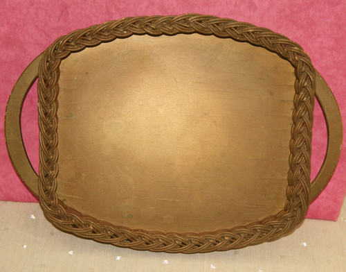 Vintage wicker tray - vintage,