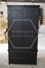 HANDMADE SHAKER 2 DRAWER GENTS WARDROBE IN BLACK (NOT FLATPACKED)
