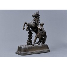 GUILLAUME COUSTOU (AFTER)  STATUE SINGLE 'MARLY HORSE' AND GROOM 