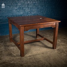 19th C 4ft x 4ft School Science Lab Mahogany and Pine Table