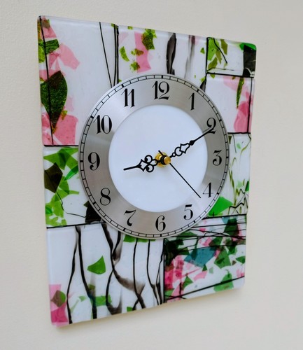 Fused glass handcrafted clock - fused,