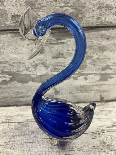 Blue glass swan bird - blue,