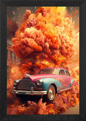 Exploding tatra car framed - exploding,
