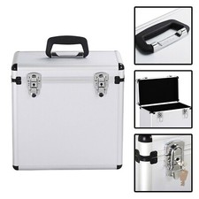 12" LP Vinyl Record Storage DJ Collection Box Flight Stackable Case Silver New