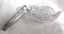 Vintage American Brilliant Cut Crystal Glass Saw Tooth Rim Relish Dish