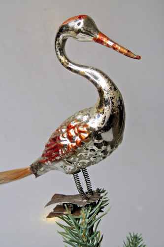 Vintage glass clip stork - clip, on