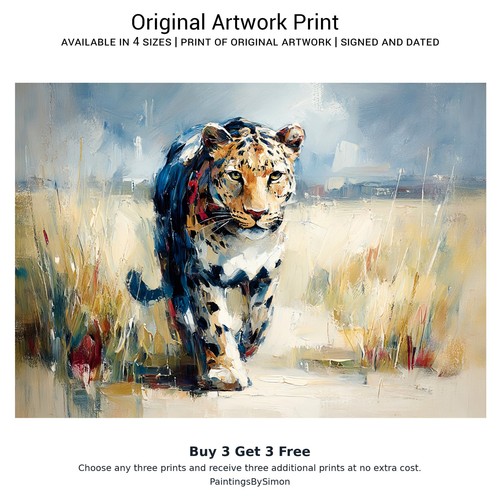 Leopard tall grass - tall, 5"x7"
