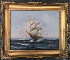 Vintage Oil Painting Sailing