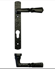 Pair Black Antique Iron Multi-point Door Handles 92mm Centres For uPVC Doors