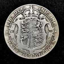UNITED KINGDOM. 1907 EDWARD VII HALF CROWN. SILVER 925. WEIGHT 13.8 GRAMS