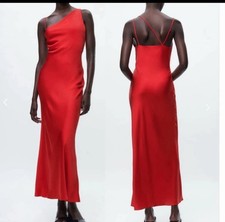 Zara asymmetrical red satin