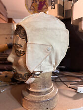 Kett 1920s 30s Motorcycle Skull cap white leather suede Aviation 