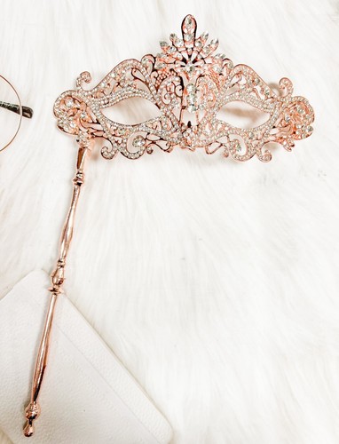 Rose gold masquerade mask - rose,
