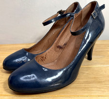 Jones Bootmaker Dark Teal Heel Shoes UK 5 Real Leather Slingback Kitten Court