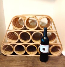 Solid Woven & Lashed Natural  Bamboo Wine/Champagne Storage Rack w/Twelve Slots