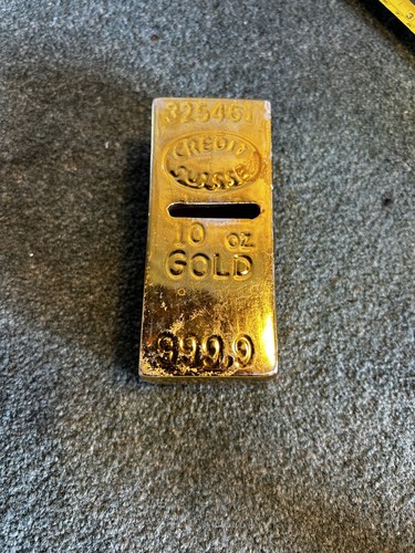 Gold bar piggy bank - bar,