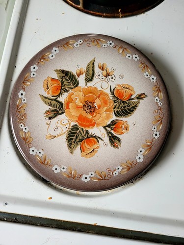 Vtg stove burner cover - burner, enamel