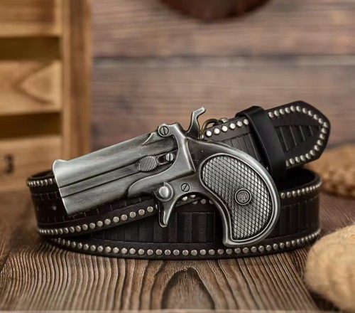 Derringer gun belt buckle - derringer,