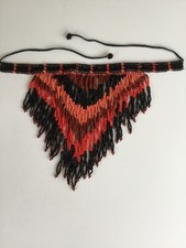 Genuine Zulu beaded necklace, made in South Africa.  Length 69cm, fringe of 20cm