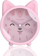 Roadtime Cute Animal Alarm Clock for Kids, Non-Ticking Rabbit/Cat/Deer Clock,