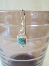 Genuine Green Turquoise + Sterling Silver Earring Native American Indian Jewelry