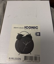 Karlsson Iconic Alarm Clock Matt Black. Old Style Bell Alarm. Silent Ticking 